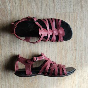 KEEN Alman Red Leather Jesus Gladiator Strappy Sandals Cushion Buckle